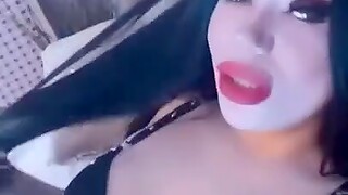 Homemade video of a solo brunette with big tits having distraction